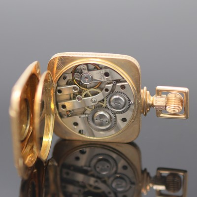 27124539f - Square 14k pink gold pendant/pocket watch, Switzerland around 1880, floral engraved 3 ...