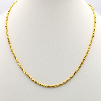 Image Kette, GG 750/000, runde u. ovale Glieder, z.T. gerieft, Karabinerschl., L. ca. 45 cm