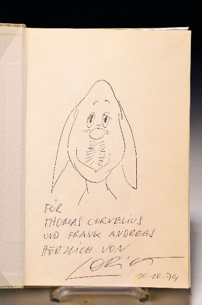 27124589k - Loriot (Vicco von Bülow), 1923-2011, Wum, Kugelschreiberzeichnung auf dem Vorsatzblatt ...