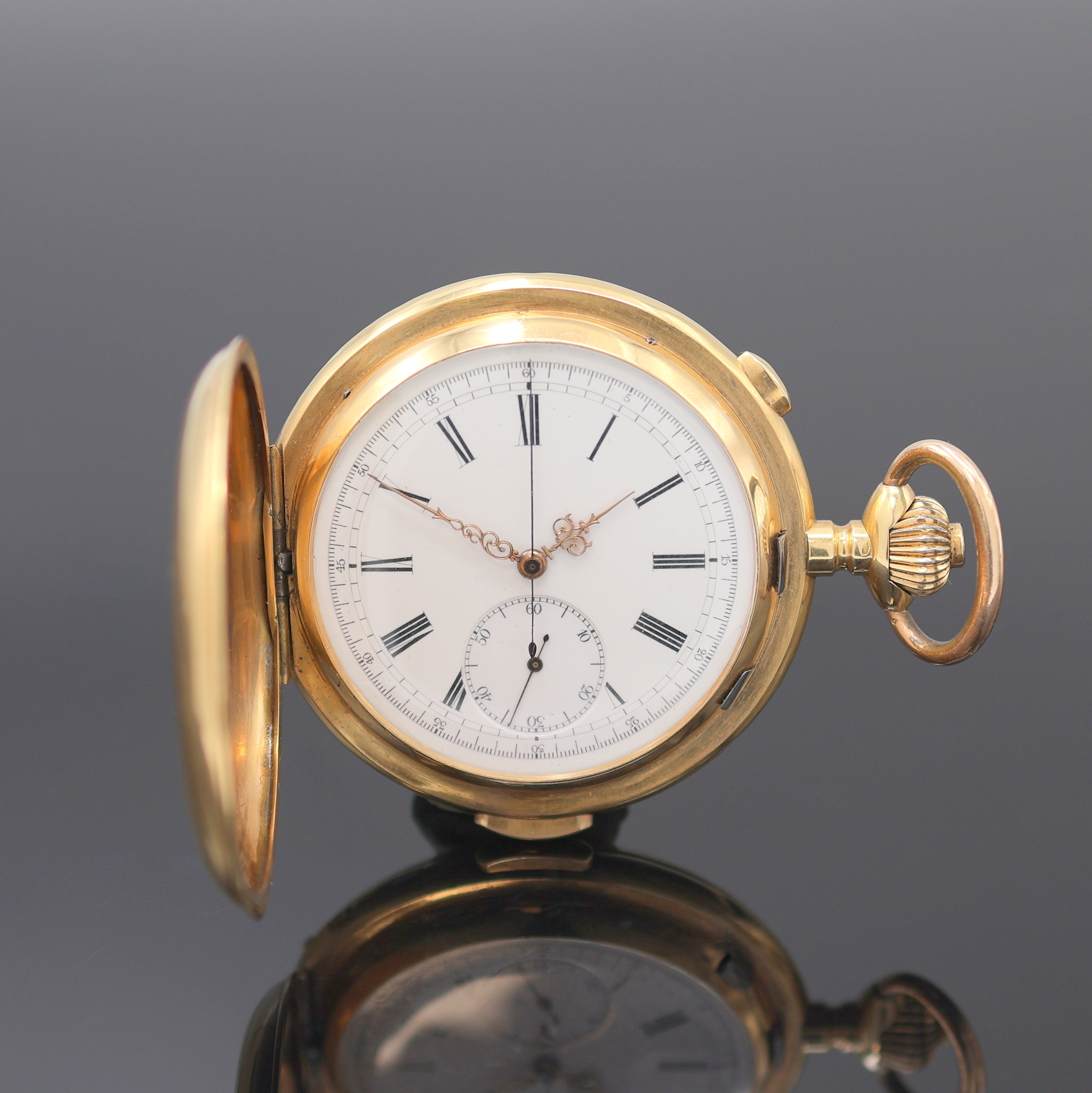 Image 27124692 - Herrensavonette in GG 750/000 mit Schaltradchronograph und Minutenrepetition, Schweiz um ...