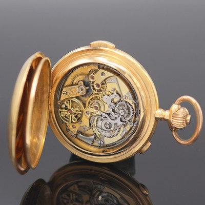 27124692h - Herrensavonette in GG 750/000 mit Schaltradchronograph und Minutenrepetition, Schweiz um ...