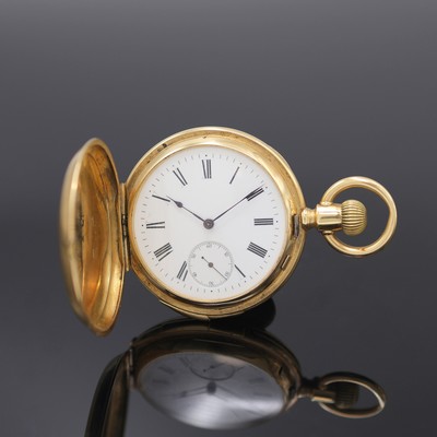 Image 18k yellow gold hunting cased pocket watch with 1/4 hour-repetition, Switzerland around ...