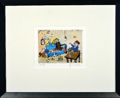 27124697k - Janosch, Horst Eckert Janosch, geb. 1931 Hindenburg, Farbradierung, ´Wann kommst Du´, ...
