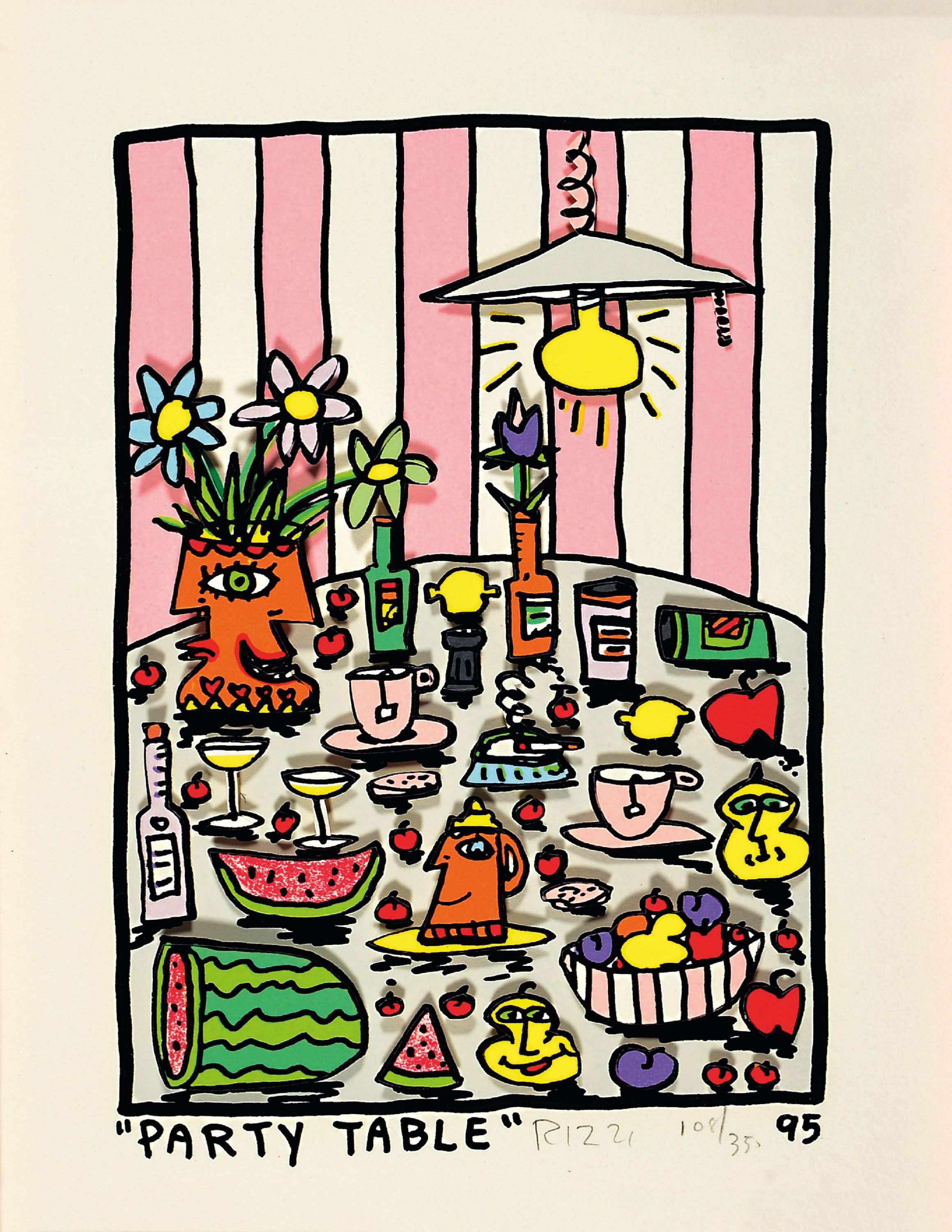 Image 27124700 - James Rizzi, 1950-2011, ´Party Table´, 108/350, handsigniert, datiert 95, passende ...