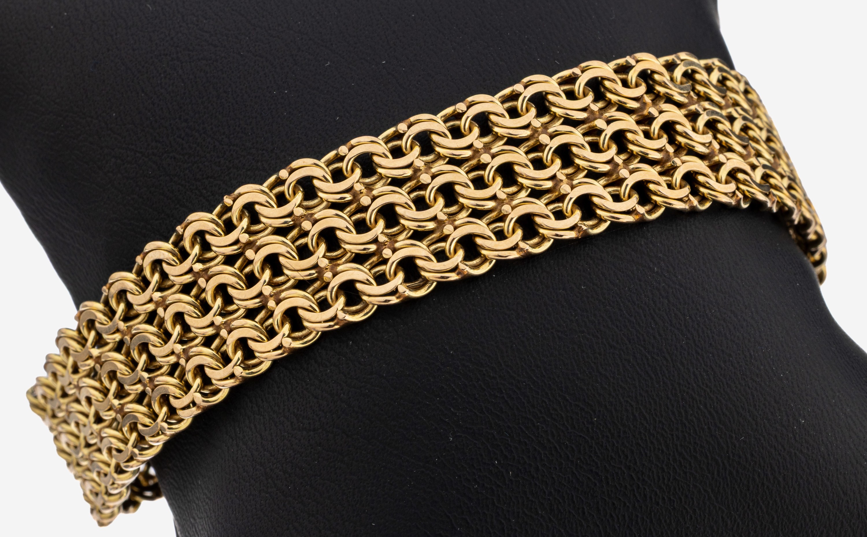 Image 27124724 - 8 kt Gold Armband, GG 333/000, B. ca. 1.5 cm, L. ca. 19 cm, Kastenschloss mit 2 ...