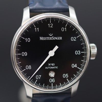 27124714b - MEISTERSINGER auf 50 Stück limitierte Einzeiger-Armbanduhr Sondermodell Die Zeit, ...