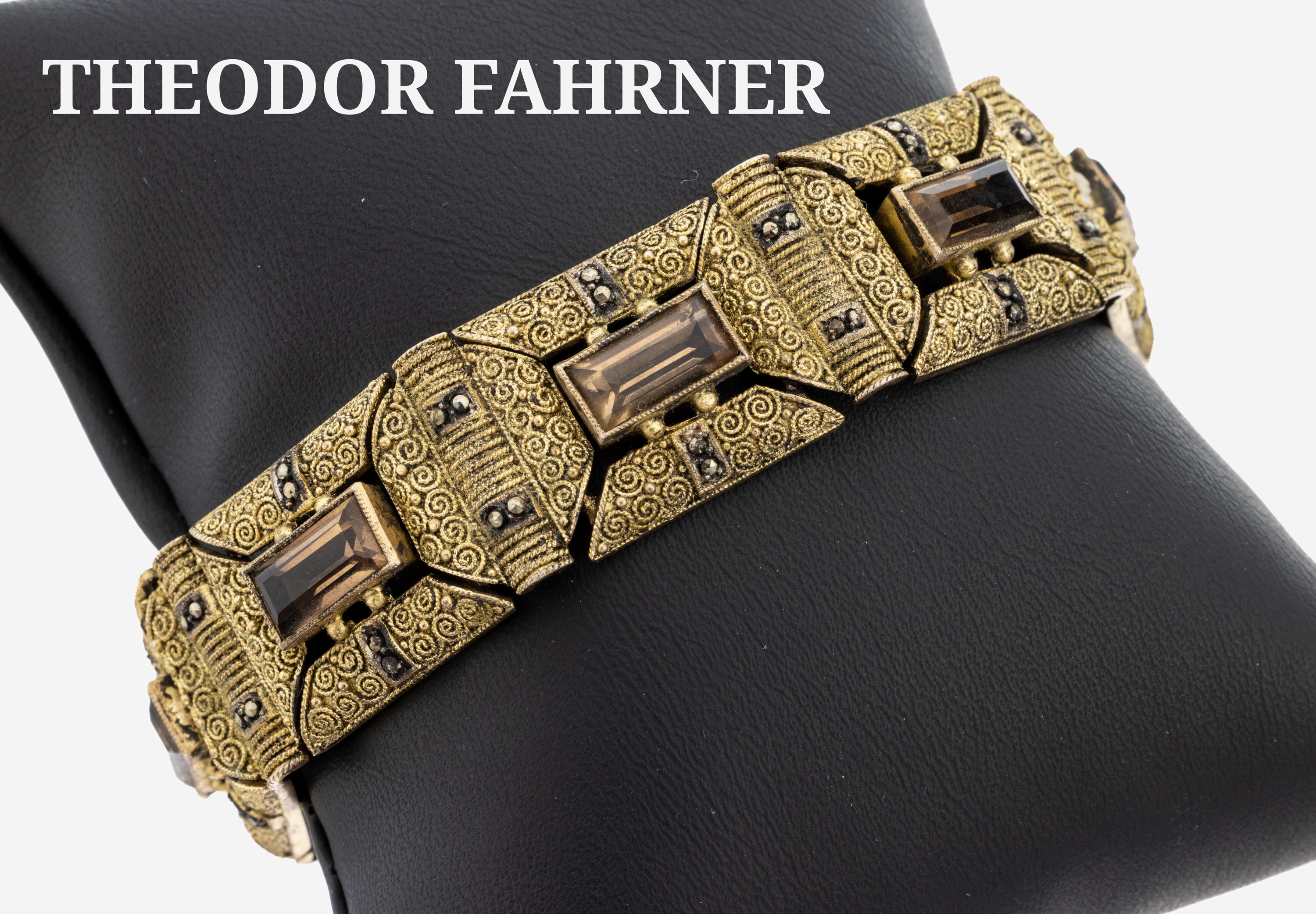 Image 27124973 - THEODOR FAHRNER Rauchquarz-Markasit-Armband, Pforzheim, 1930er Jahre, 925er Silber ...
