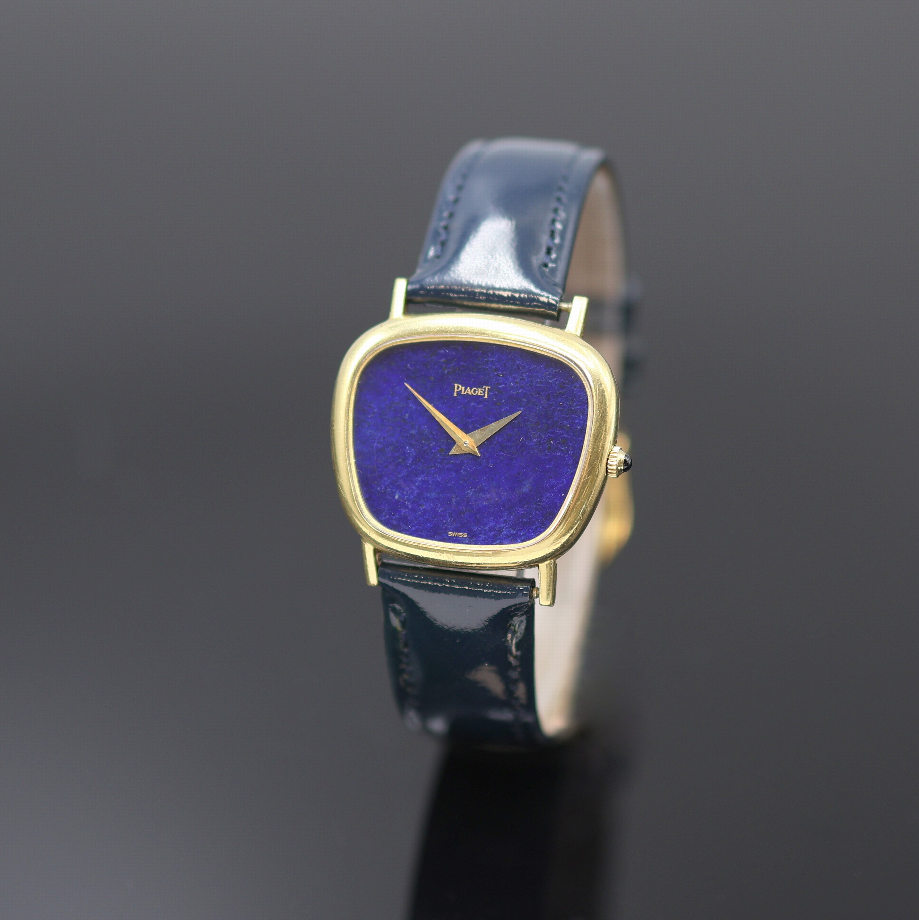Image 27124978 - PIAGET seltene, asymmetrische Damenarmbanduhr in GG 750/000 mit Lapislazuli-Zifferblatt ...