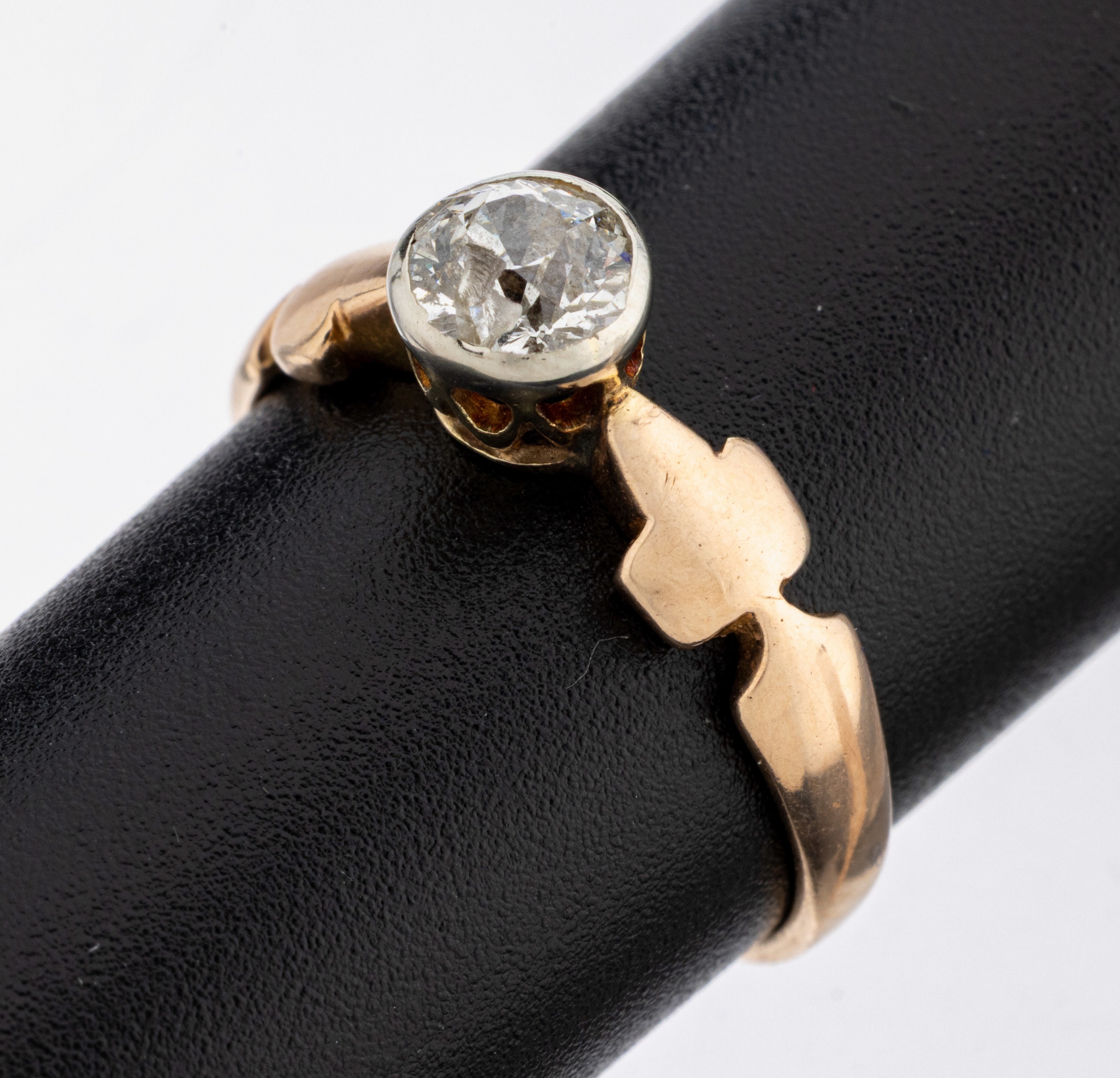 Image 27124986 - 14 kt Gold Diamant-Ring, um 1900, RoseG 585/000 und Silber, Altschliffdiamant ca. ...