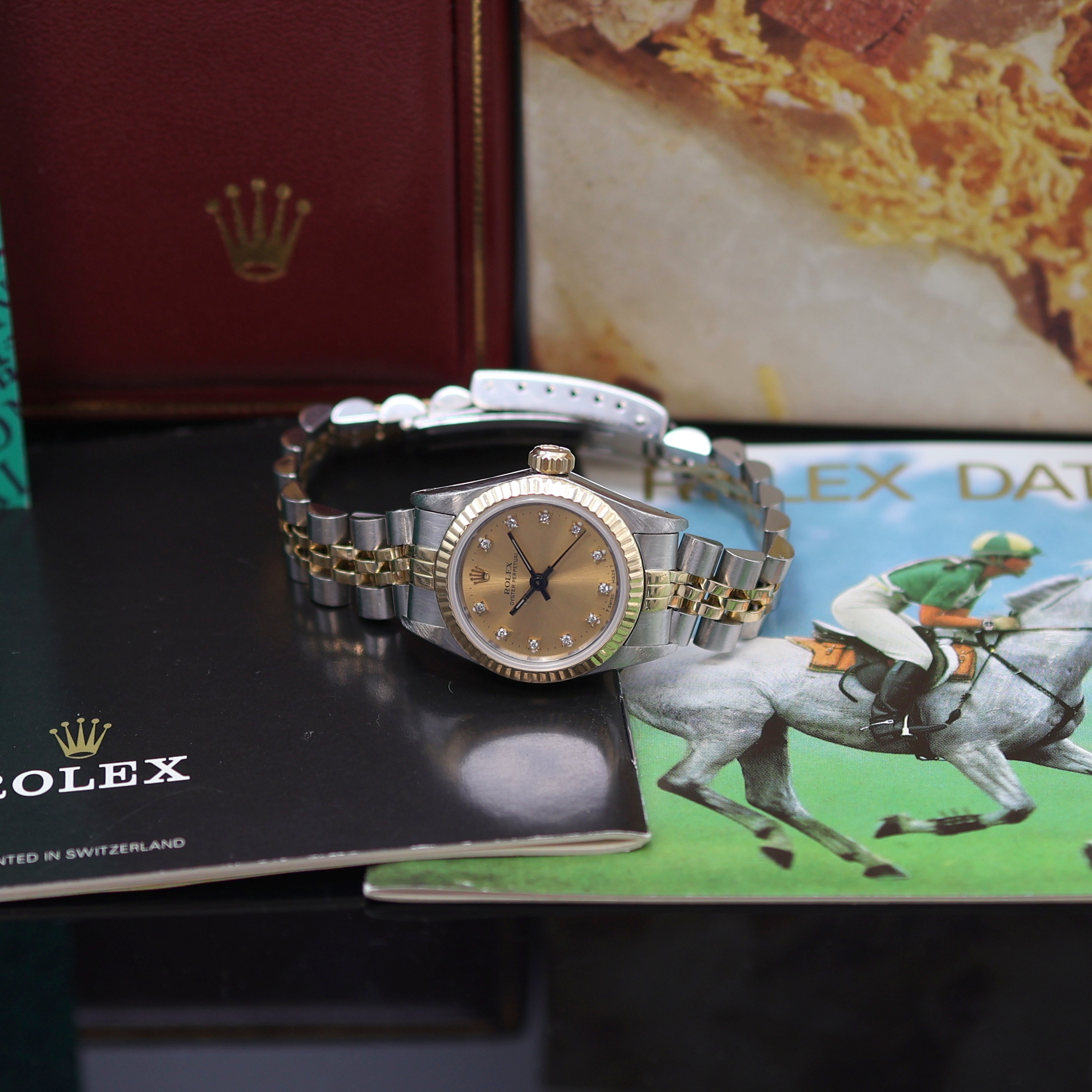 Detail a: ROLEX Oyster Perpetual Damenarmbanduhr Referenz 67193, Schweiz verk. lt. beil. Pap. 07/1991, Automatik, L-Serie, Edelstahl/Gold komb. inkl. orig. ...