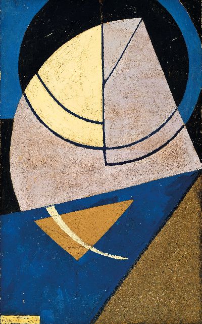 Image Unknown artist of the Russian avant-garde, cubist composition collaged with paper, sand ...