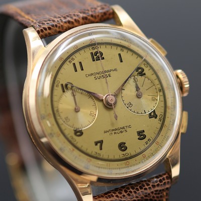 27124976b - CHRONOGRAPHE SUISSE Armbandchronograph in RG 750/000, Schweiz um 1950, Handaufzug, ...