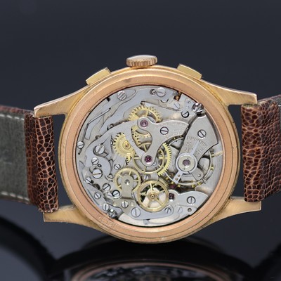 27124976f - CHRONOGRAPHE SUISSE Armbandchronograph in RG 750/000, Schweiz um 1950, Handaufzug, ...