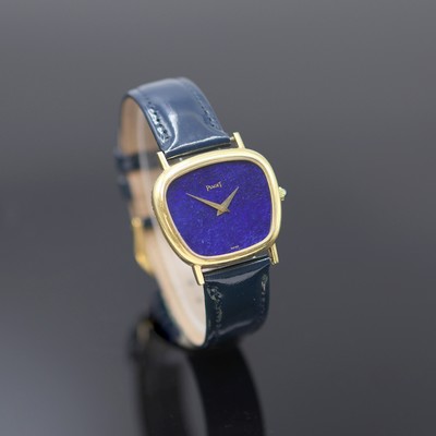 27124978a - PIAGET seltene, asymmetrische Damenarmbanduhr in GG 750/000 mit Lapislazuli-Zifferblatt ...