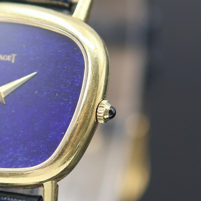 27124978c - PIAGET seltene, asymmetrische Damenarmbanduhr in GG 750/000 mit Lapislazuli-Zifferblatt ...