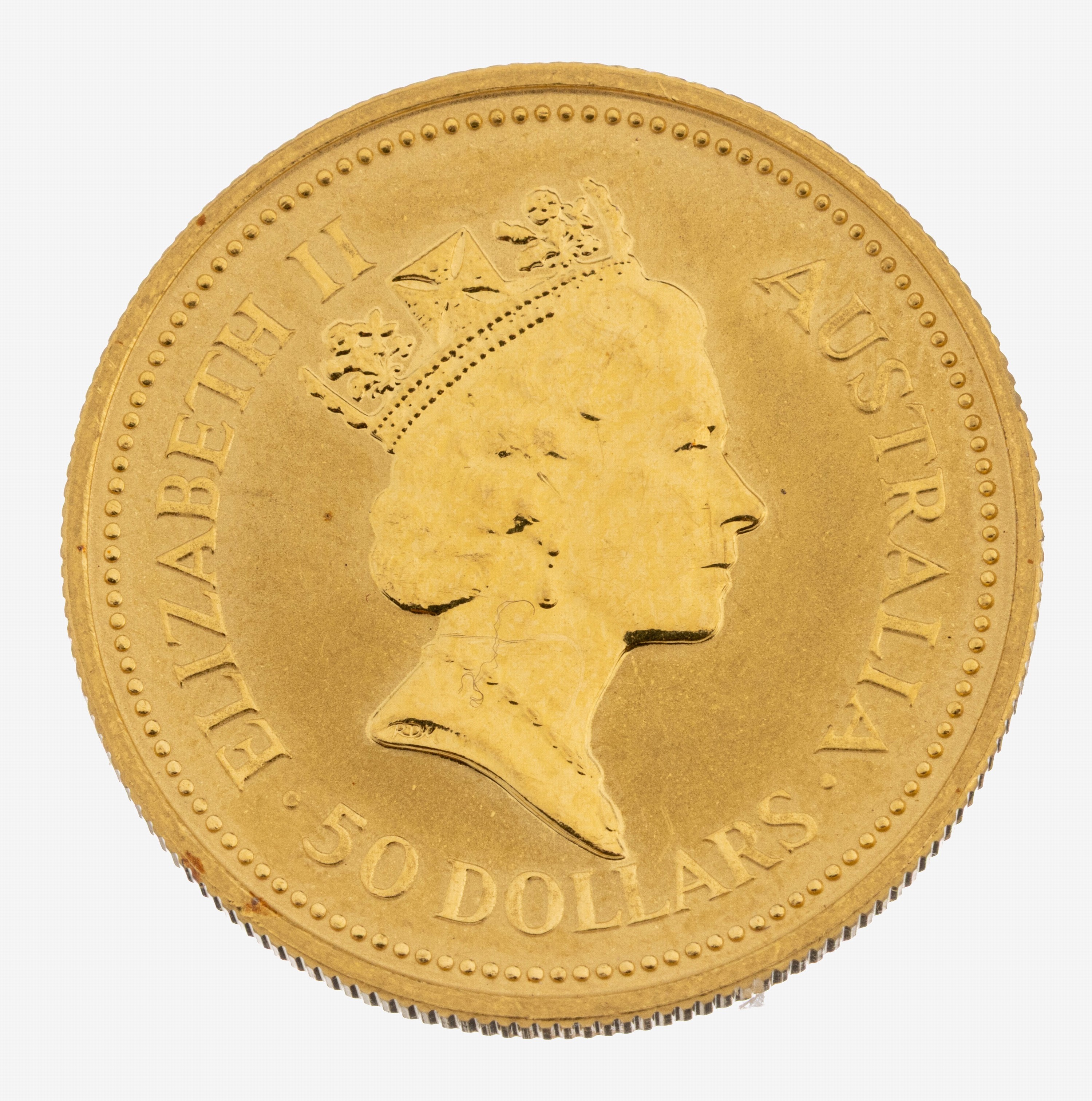 Image 27125007 - Goldmünze 50 Dollar 1988 Elisabeth II., Australien, 1/2 Unze, GG 999/000, rv: Hand of ...