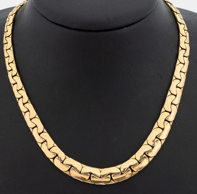 Image 14 kt gold necklace , YG 585/000, tapering, chain elongated, l. approx. 47 cm, lobster ...