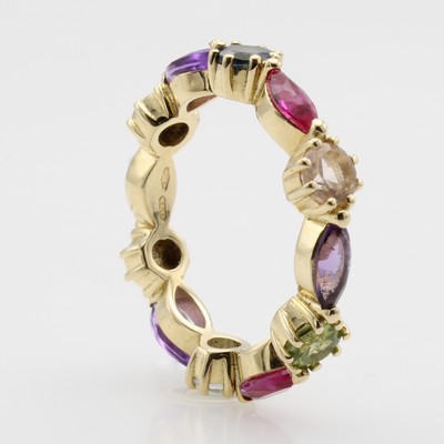 27125238a - Ring mit Farbsteinen, GG 585/000, Aqua- marine, rosa Turmaline, Peridots, Rosenquarze u. ...