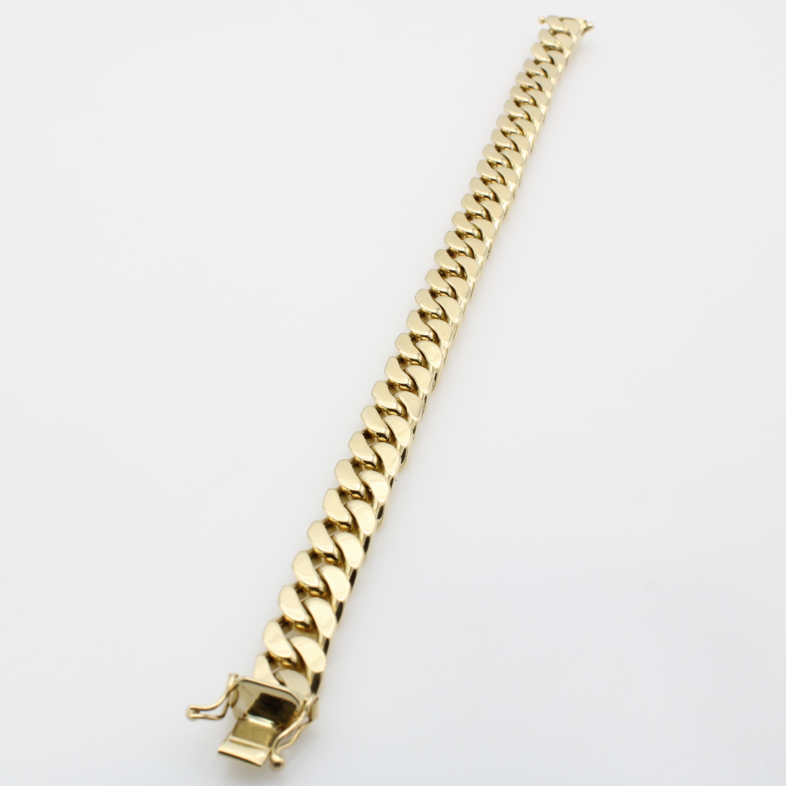 Image 27125320 - Massives Panzerarmband, GG 585/000, Kasten- schl. m. Sicherheitsacht, B. ca. 8 mm, L. ...