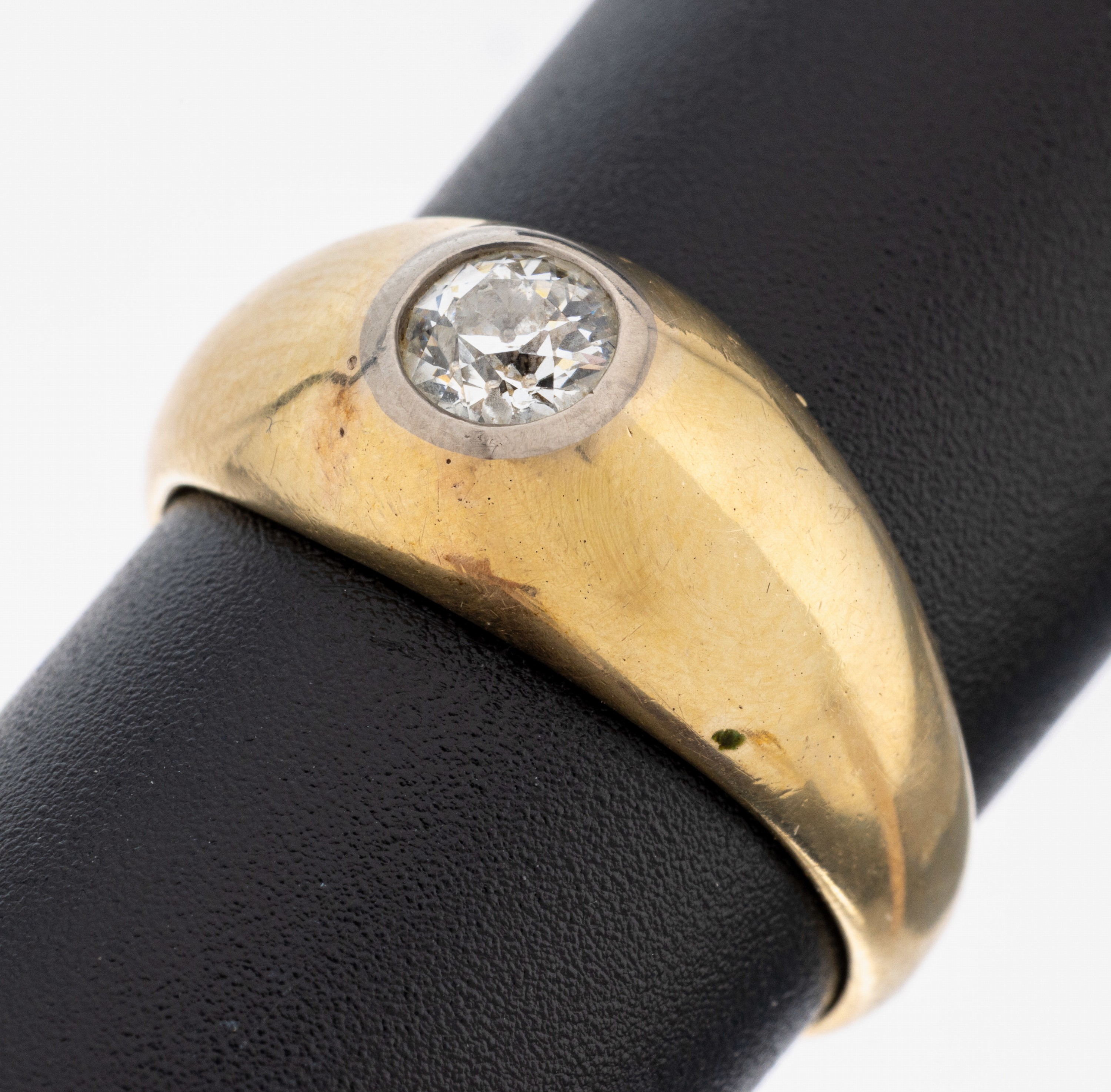 Image 27125355 - 14 kt Gold Diamant-Ring, um 1900, GG 585/000, Altschliffdiamant ca. 0.30 ct Weiß/p, RW ...