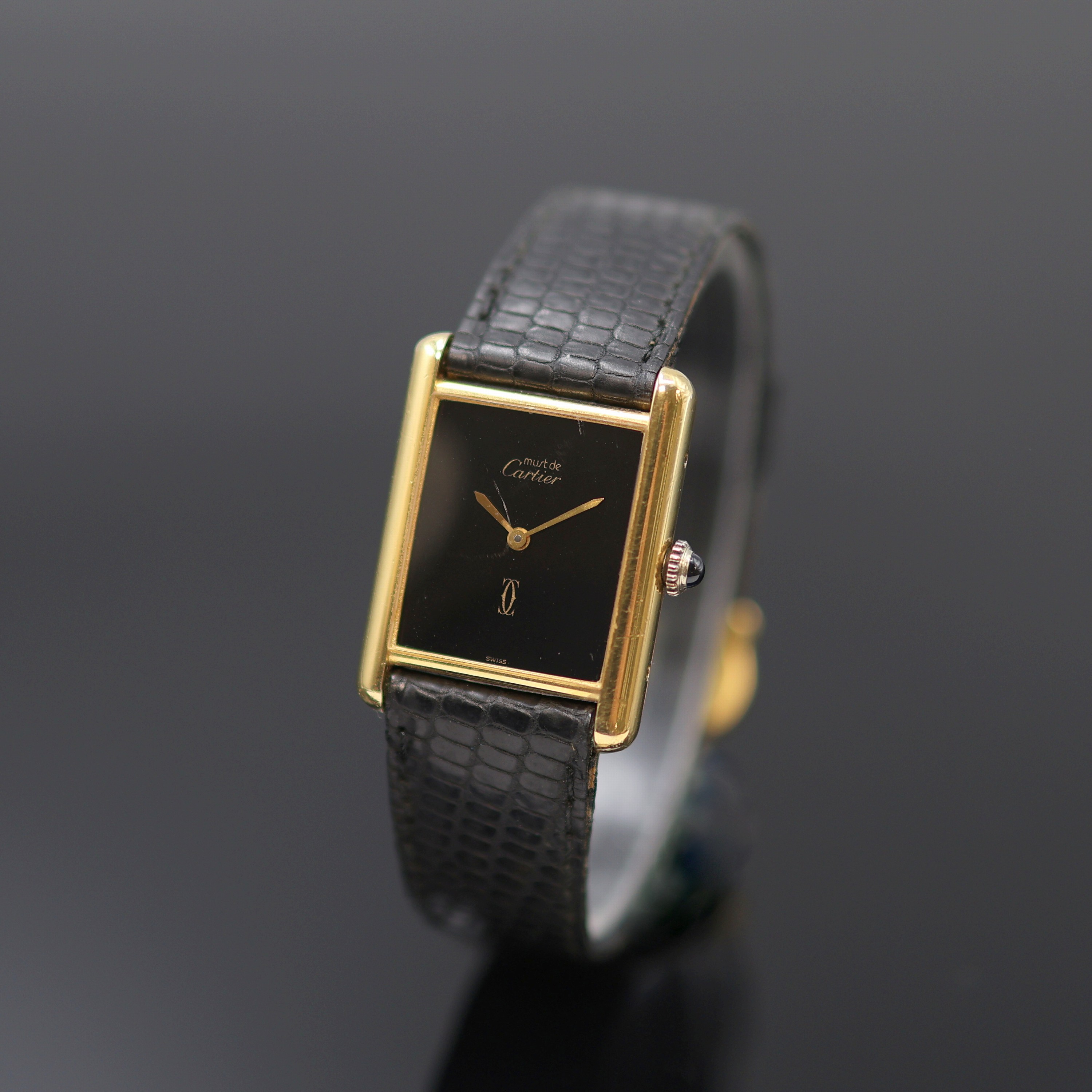 Image 27125413 - CARTIER Tank Armbanduhr im vergoldeten Silbergehäuse, Schweiz um 1980, Handaufzug, Geh. ...