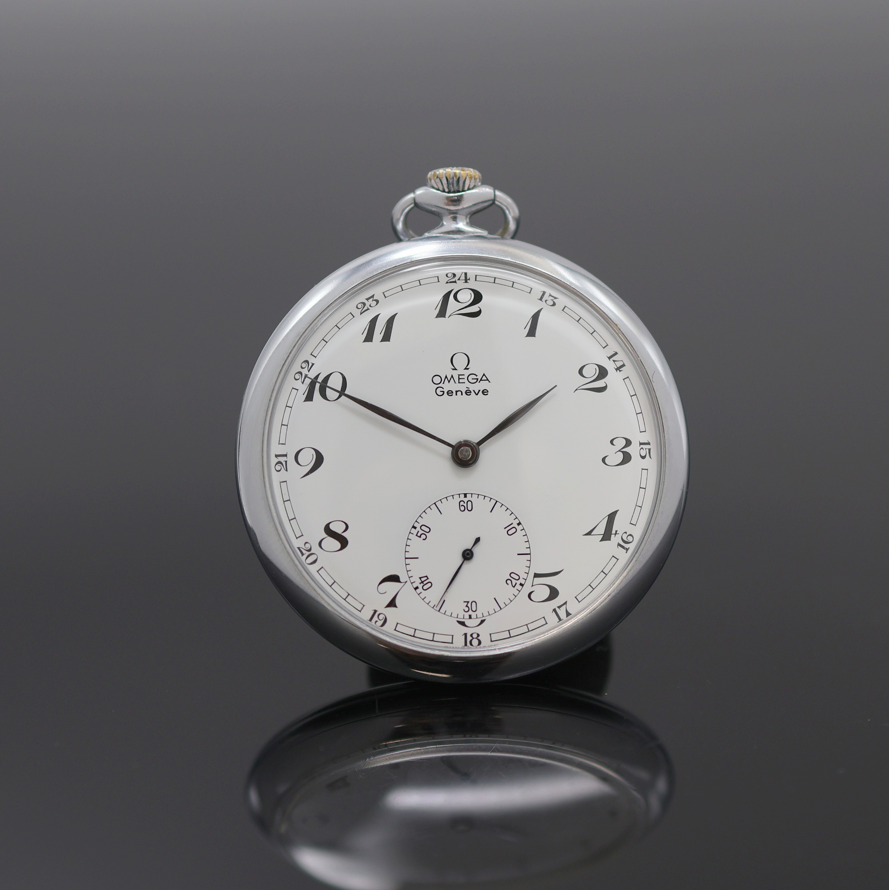 Image 27125474 - OMEGA offene Taschenuhr, Schweiz um 1969, verchr., 3-teil. Geh., Boden und Glasrand ...