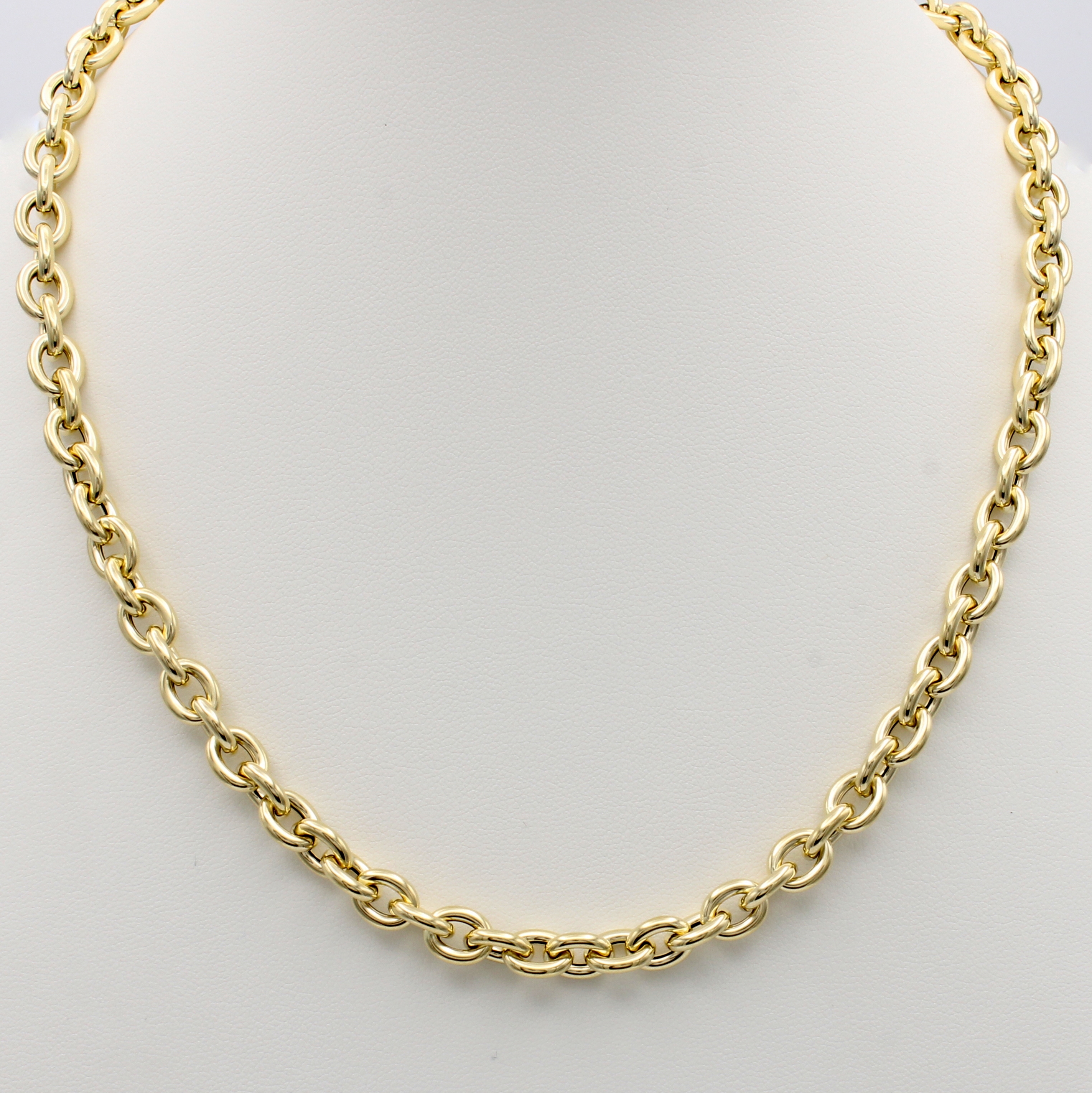 Image 27125495 - Collier im modernen Rundankermuster, GG 585/000, Karabinerschl., B. ca. 7 mm, L. ca. 45 ...