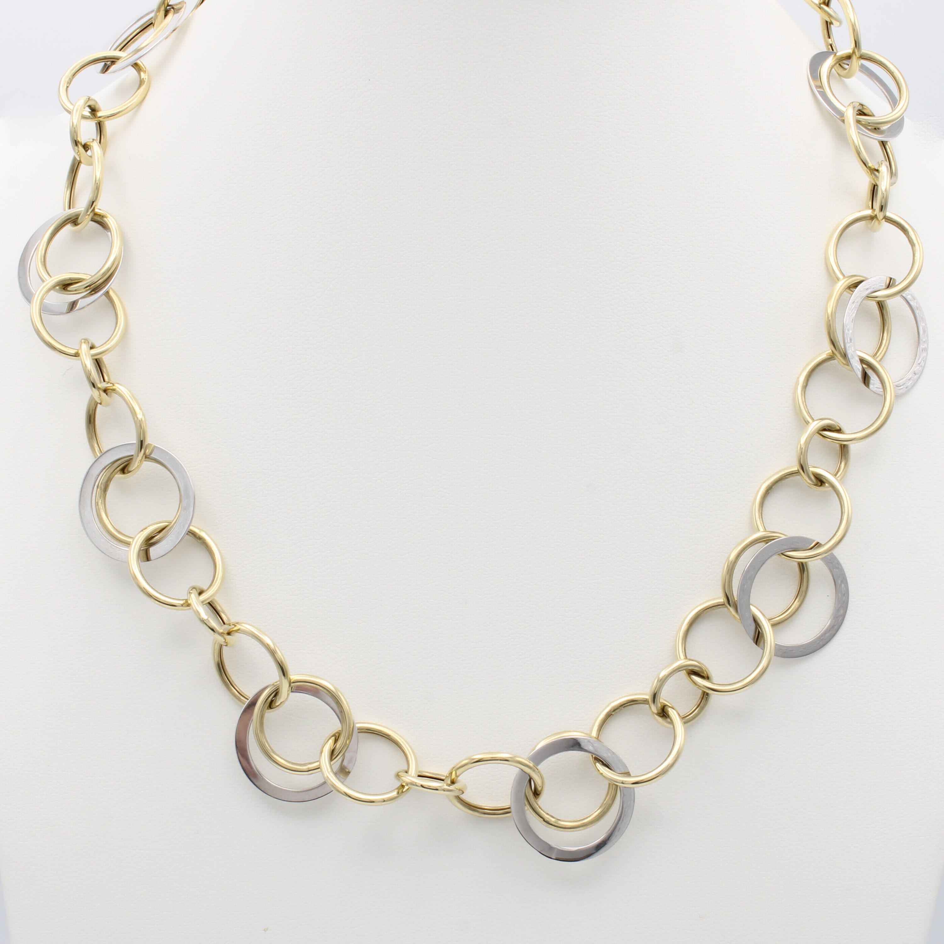 Image 27125499 - Collier im Ringelmuster, GG/WG 585/000, integrierte Schließe, Ringeld. verlaufend bis ...