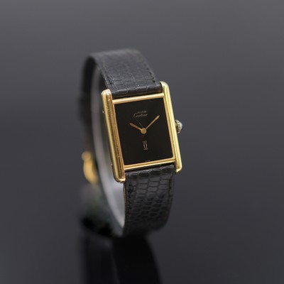 27125413a - CARTIER Tank Armbanduhr im vergoldeten Silbergehäuse, Schweiz um 1980, Handaufzug, Geh. ...