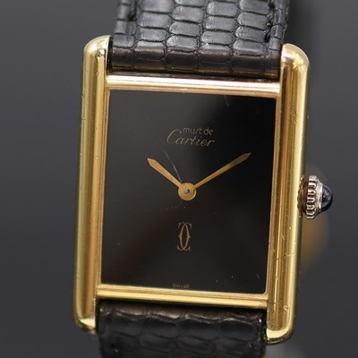 27125413b - CARTIER Tank Armbanduhr im vergoldeten Silbergehäuse, Schweiz um 1980, Handaufzug, Geh. ...