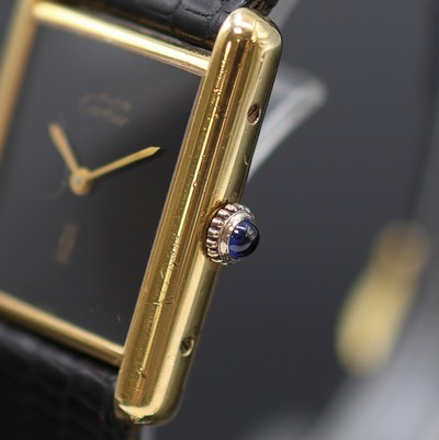 27125413c - CARTIER Tank Armbanduhr im vergoldeten Silbergehäuse, Schweiz um 1980, Handaufzug, Geh. ...