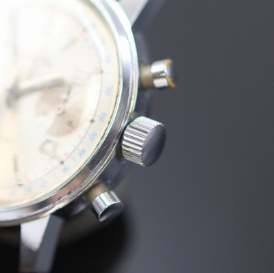 27125445b - MARCEL ET CIE verchromter Armbandchronograph mit Kaliber Valjoux 7733, Schweiz um 1970, ...