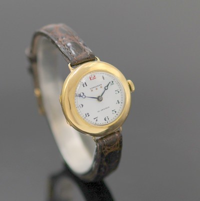 27125451b - LONGINES frühe Damenarmbanduhr in GG 750/000, Schweiz um 1920, Handaufzug, dell. ...