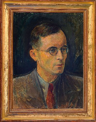 27125454k - Adolf Kessler, 1890 Godramstein-1974 Landau, Porträt eines jungen Mannes mit Brille, ...