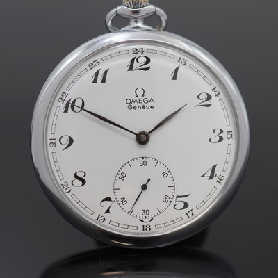 27125474a - OMEGA offene Taschenuhr, Schweiz um 1969, verchr., 3-teil. Geh., Boden und Glasrand ...