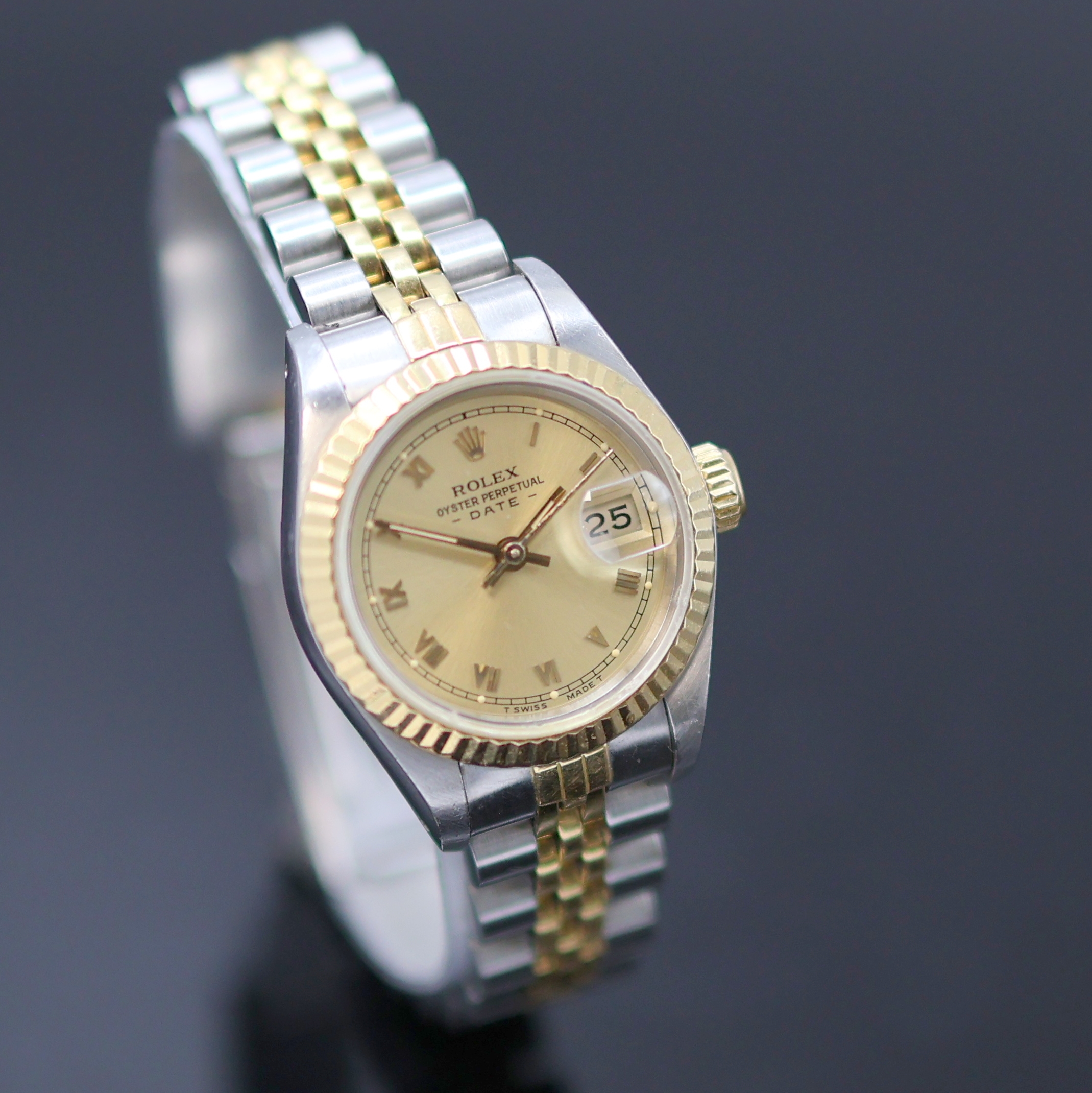 Detail b: ROLEX Damenarmbanduhr Oyster Perpetual Date Referenz 69173, Automatik, Schweiz um 1986, Edelstahl/Gold kombiniert inkl. Jubileeband m. Faltschl., ...