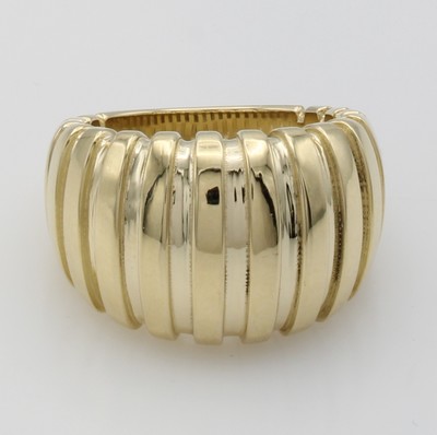 27125547a - Breiter Ring, GG 585/000, gerilltes Design, RW ca. 53