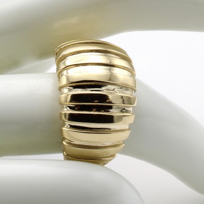 27125547b - Breiter Ring, GG 585/000, gerilltes Design, RW ca. 53