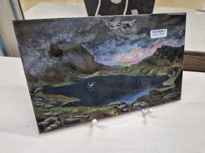 27125618b - Siegfried Männle, 1912 Schwarzenberg-2005, Emailbild, Bergsee in abendlicher ...