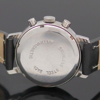 27125670d - Armbandchronograph, Handaufzug, Schweiz um 1954, verchr. Gehäuse, Edelstahlboden ...
