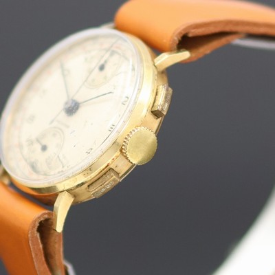 27125671c - Schaltradchronograph Kaliber Venus 170 in GG 750/000, Schweiz um 1945, Handaufzug, ...