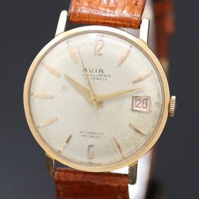 27125673a - AVIA King Armbanduhr in RG 750/000, Automatik, Schweiz um 1950, 2-teil. Geh., Boden ...