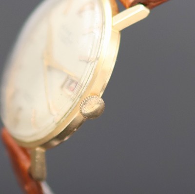 27125673c - AVIA King Armbanduhr in RG 750/000, Automatik, Schweiz um 1950, 2-teil. Geh., Boden ...
