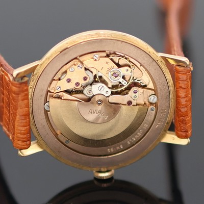 27125673f - AVIA King Armbanduhr in RG 750/000, Automatik, Schweiz um 1950, 2-teil. Geh., Boden ...