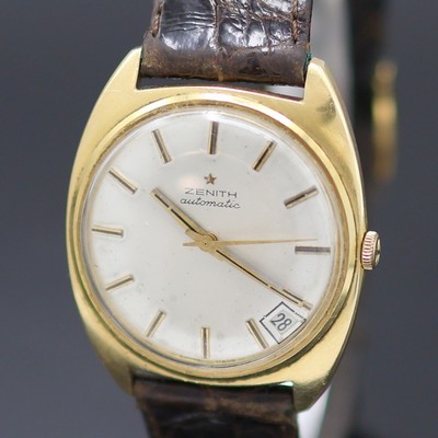 27125674a - ZENITH Herrenarmbanduhr in GG 750/000, Schweiz um 1968, Automatik,2-teil. Geh., Boden ...