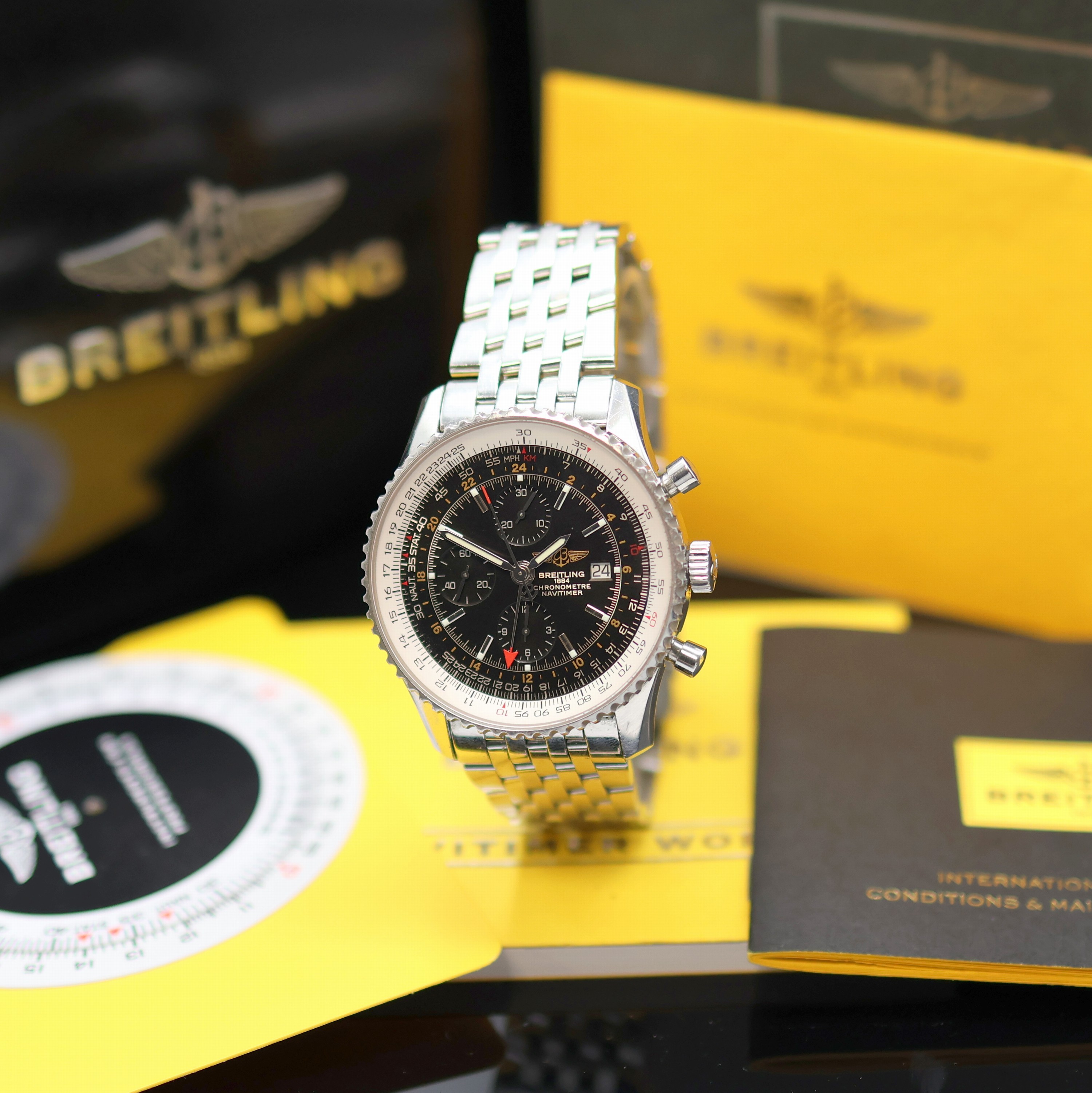 Image 27125784 - BREITLING Navitimer World Chronometer Herrenarmbanduhr mit Chronograph und zweiter ...