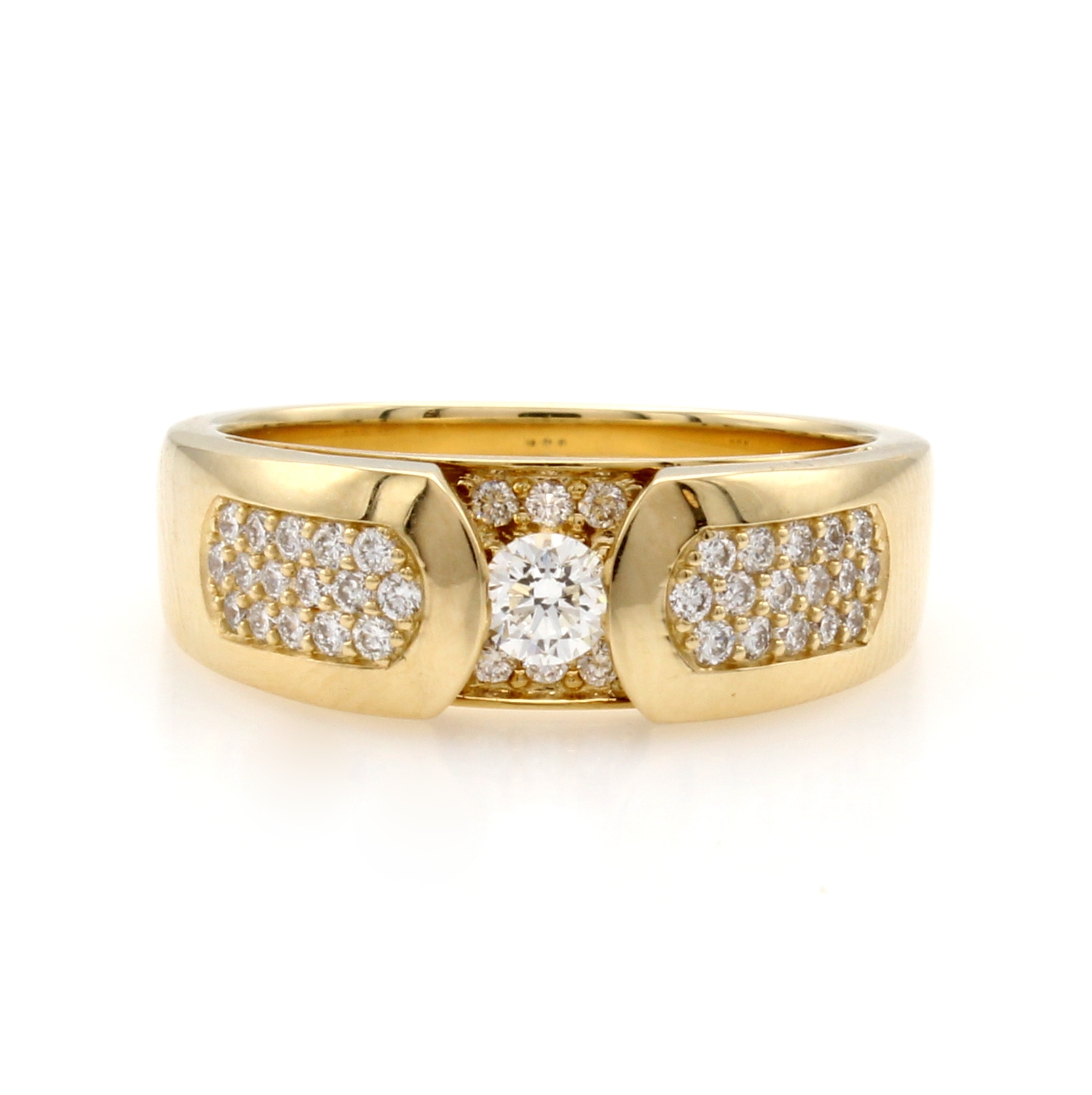 Image 27125825 - Ring mit Brillanten, GG 585/000, Solitär u. Besatzbrill. zus. ca. 0.50 ct Weiß/si, im ...