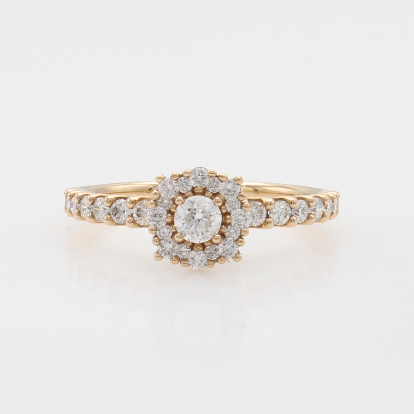 Image 27125833 - Ring mit Brillanten, RG 585/000, Ringkopf u. -schultern bes. m. Brill. zus. ca. 0.70 ct ...