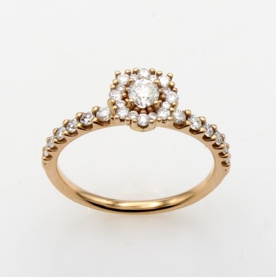 27125833a - Ring mit Brillanten, RG 585/000, Ringkopf u. -schultern bes. m. Brill. zus. ca. 0.70 ct ...