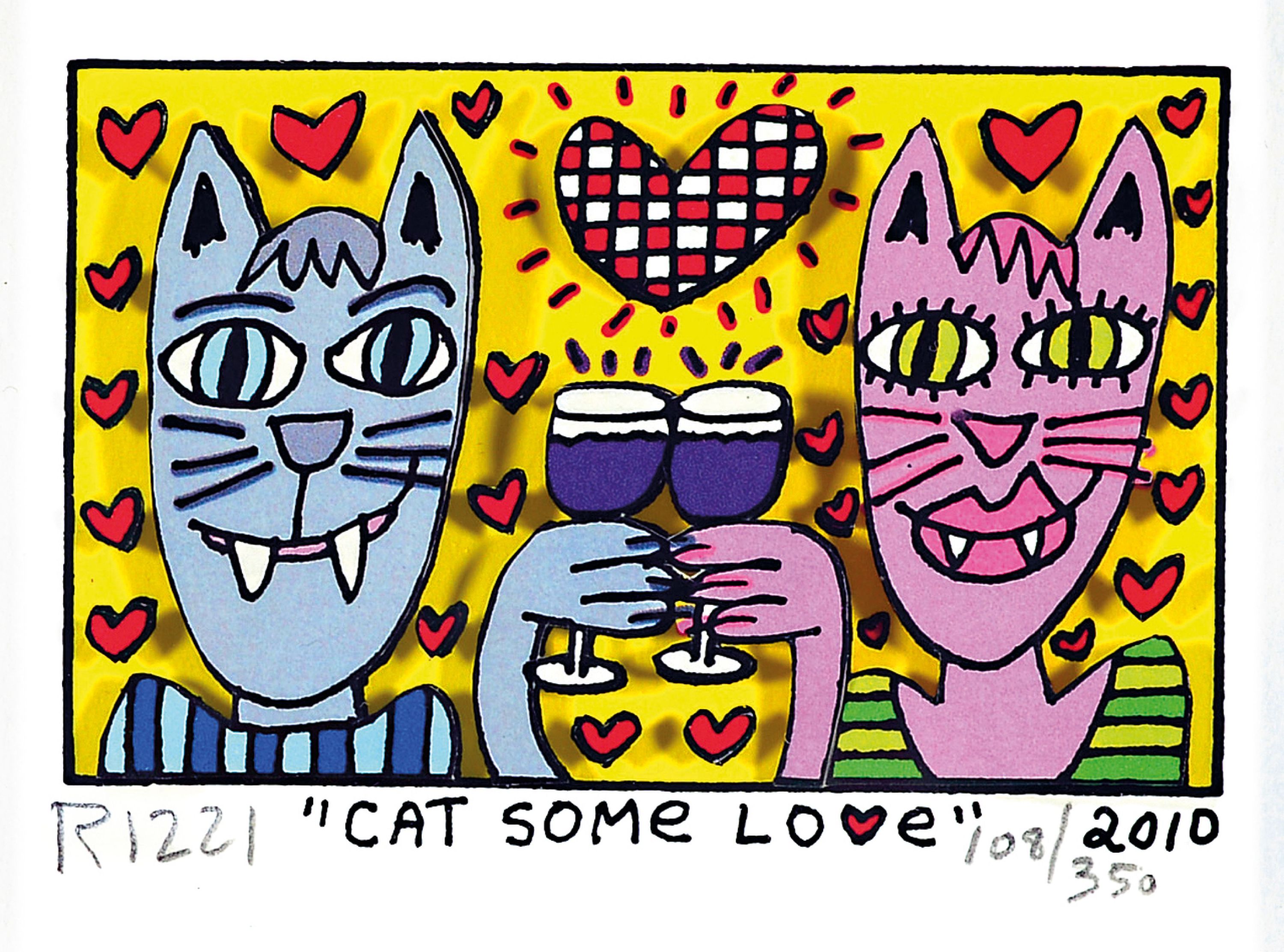 Image 27125969 - James Rizzi, 1950 Brooklyn New York - 2011, 3D-Konstruktion, ´Cat Some Love´, ...